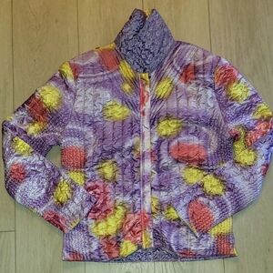 UBU Quilted Reversible Lightweight Puffer Zip Jacket Colorful/Purple pink S